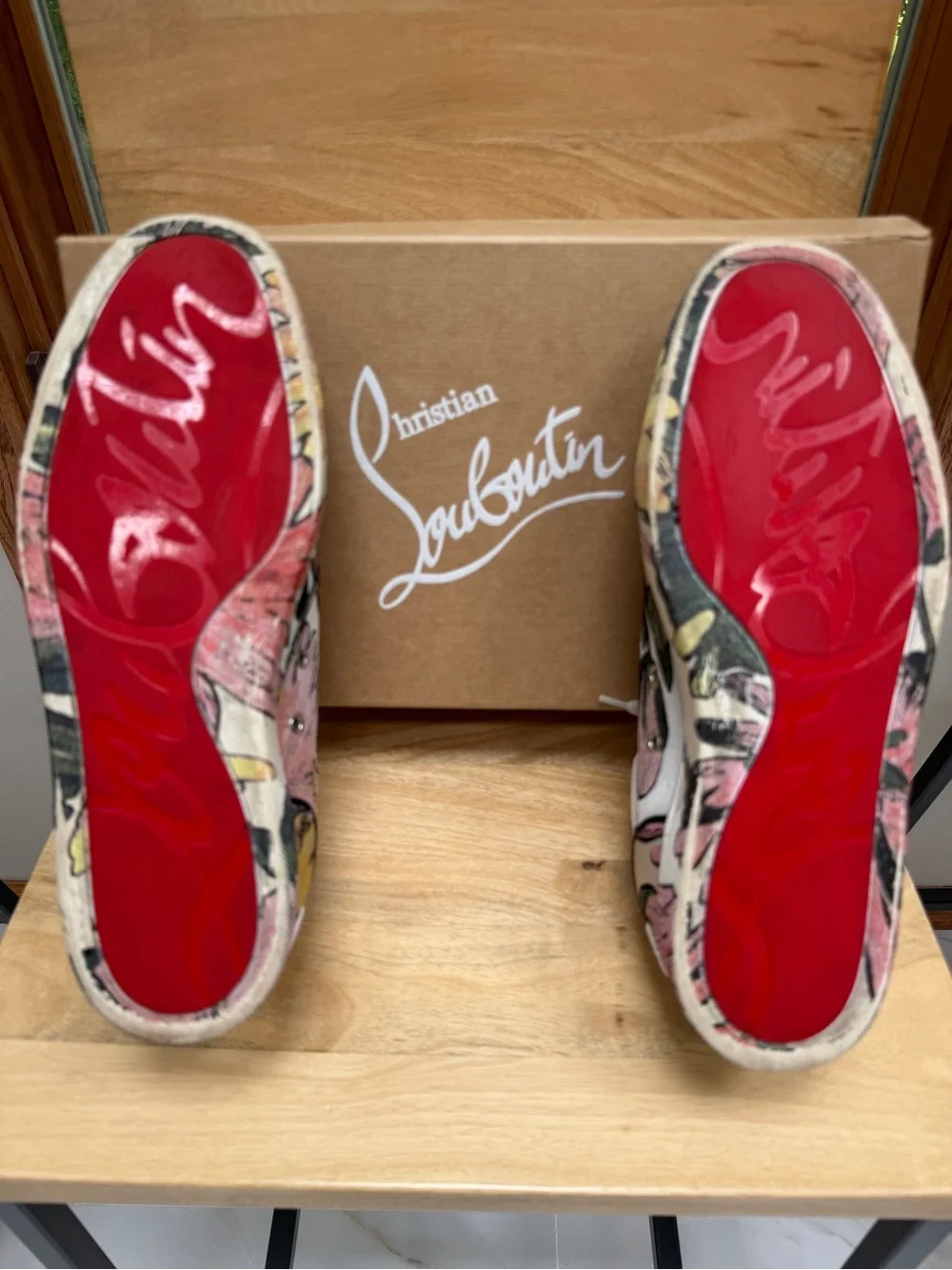 Christian Louboutin Fun Louis Junior Spikes Floral Hanabi Sneakers EU 46 US 13